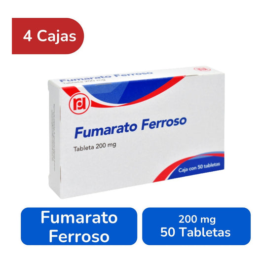 Fumarato Ferroso 200 Mg 4 Cajas 50 Tabletas C/u Randall
