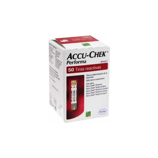 Tiras Reactivas De Glucosa Accu Check Performa Caja 50 Pzas Color Rojo