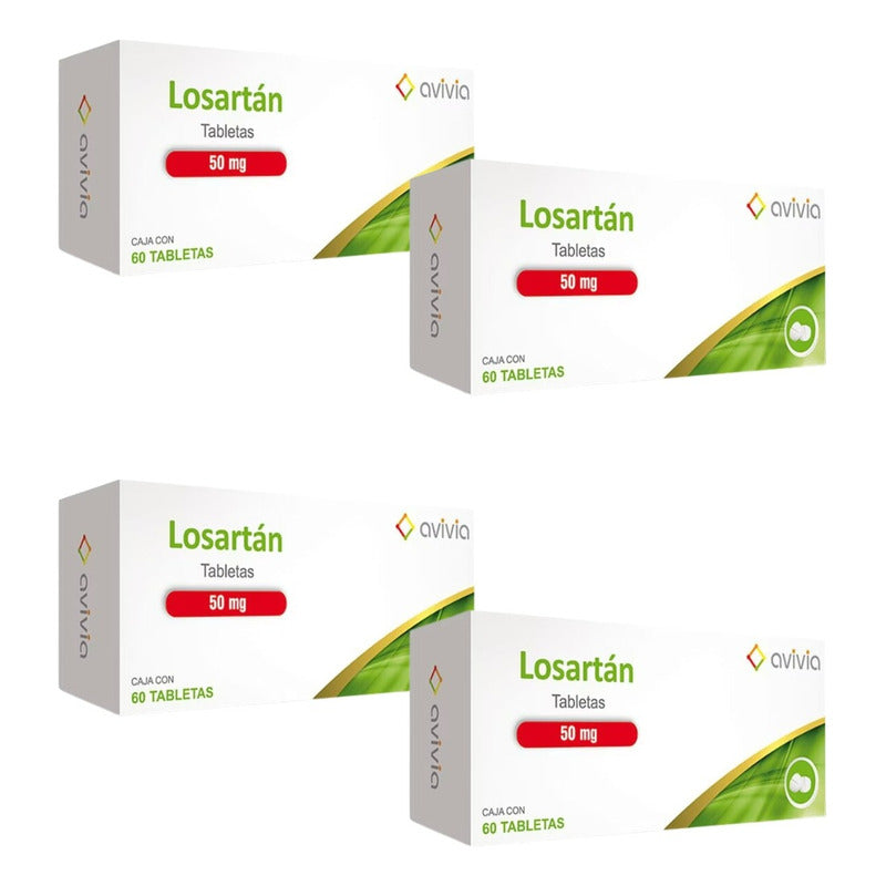 Avivia Losartan 50mg 4 Cajas De 60 Tabletas C/u