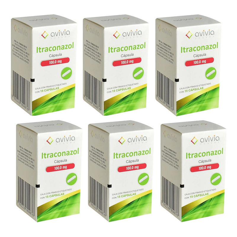 Itraconazol 100 Mg 6 Cajas 15 Cápsulas C/u Avivia Pharma