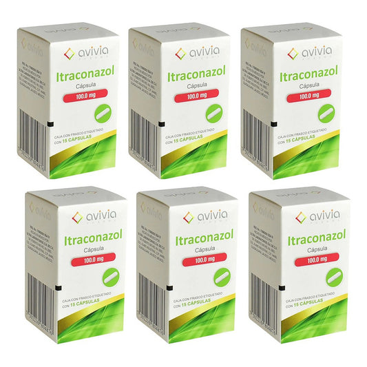 Itraconazol 100 Mg 6 Cajas 15 Cápsulas C/u Avivia Pharma