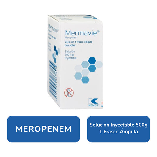 Mermavie Meropenem Solución Inyectable 500mg 1 Frasco Ámpula