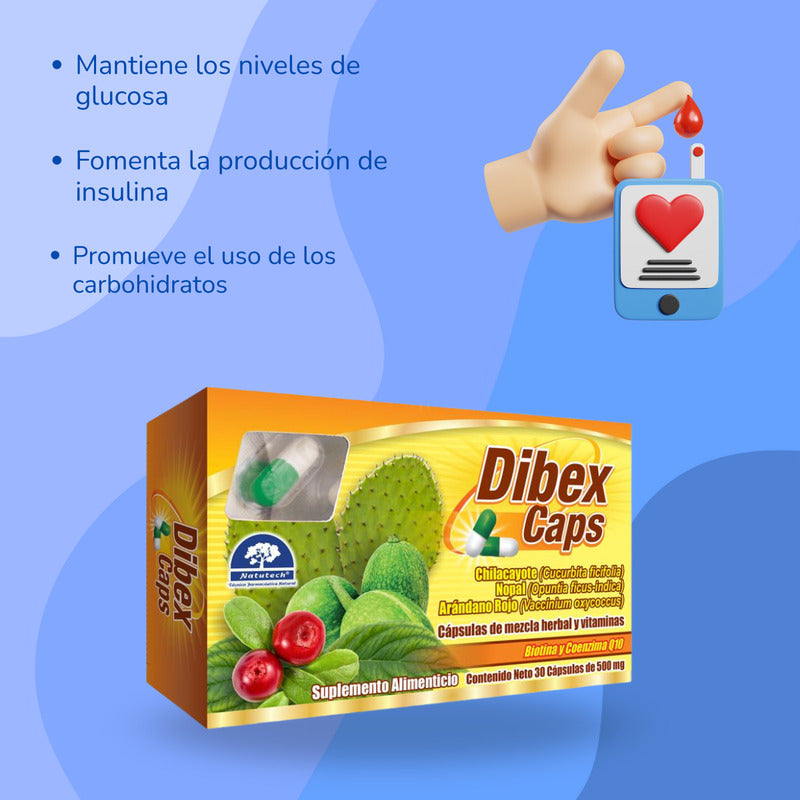 Dibex Caps 30 Caps 500mg Chilcayote / Nopal Natutech N/a