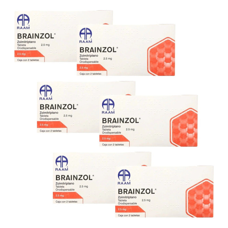 Brainzol Zolmitriptano 2.5 Mg 6 Cajas 2 Tabletas C/u Raam