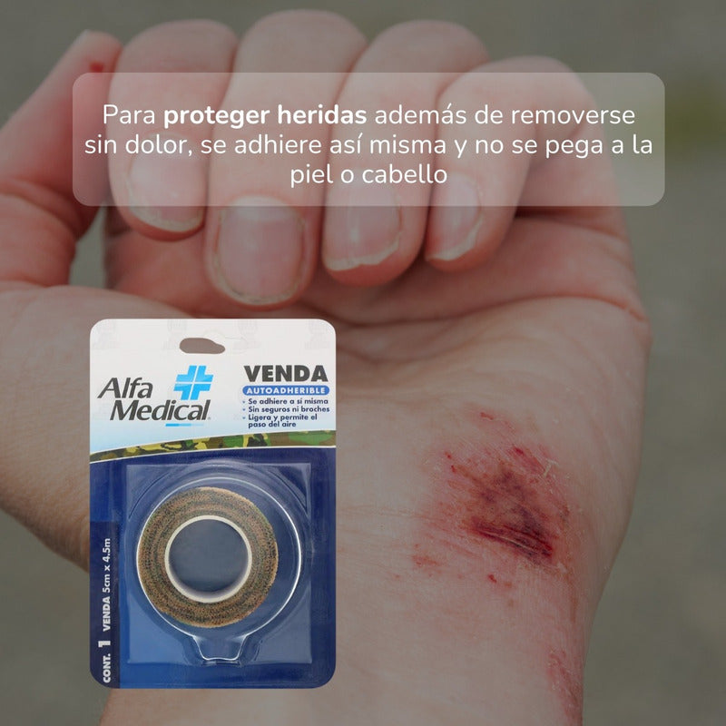 Venda Autoaherible 5 Cm X 4.5 M Color Camuflaje Alfa Medical Camuflaje