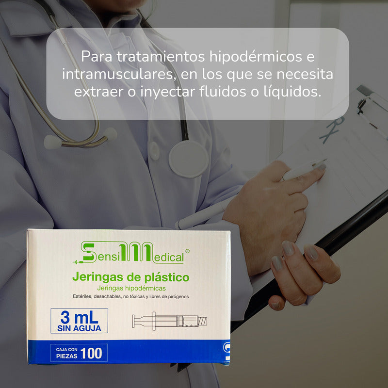 Jeringa De 3 Ml Sin Aguja 100 Pzas Jayor