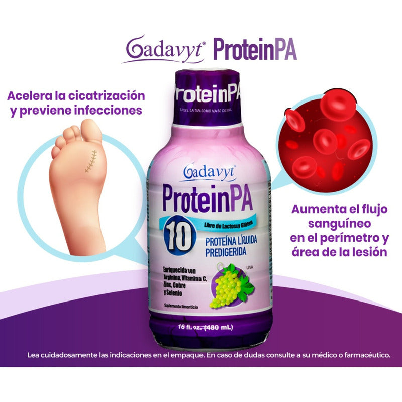 Gadavyt Protein Pa 480 Ml Sabor Uva Suplemento Líquido Uva