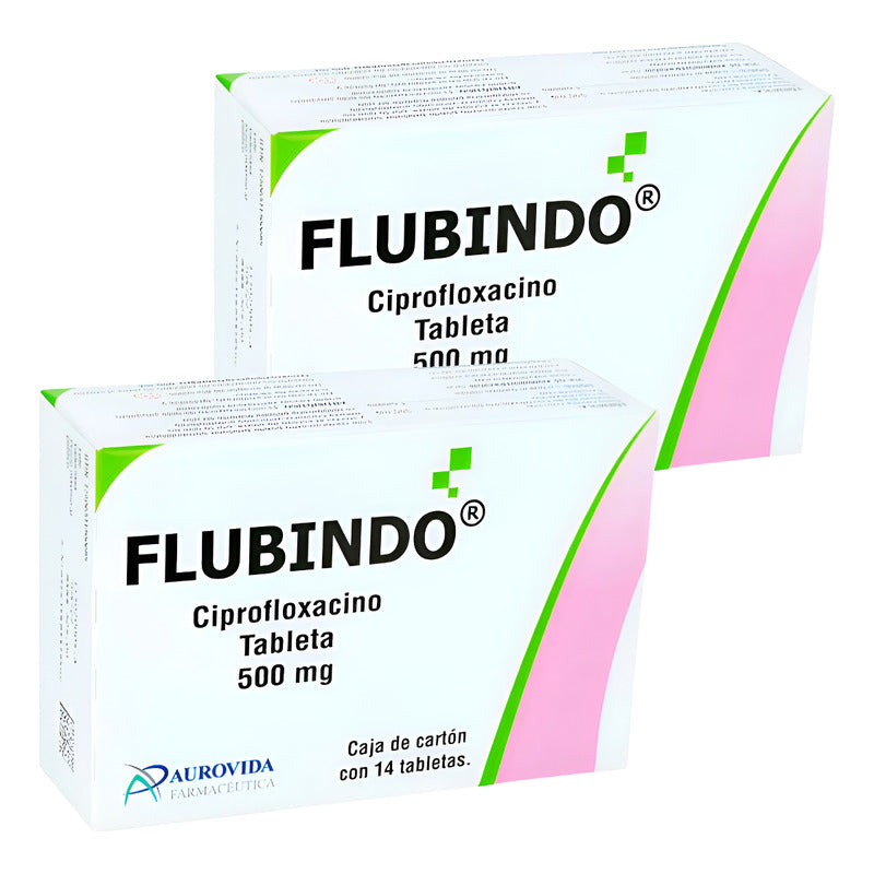 Flubindo Ciprofloxacino 500mg 2 Cjs Con 14 Tabs C/u Aurovida