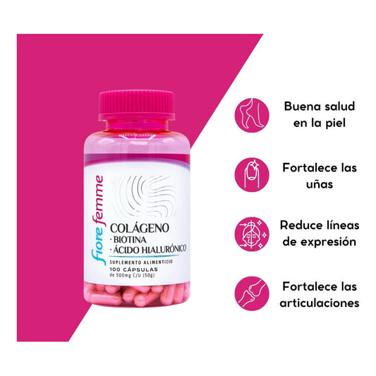 Juveternal Fiore Femme Colágeno Biotina 100 Cápsulas Sin Sabor