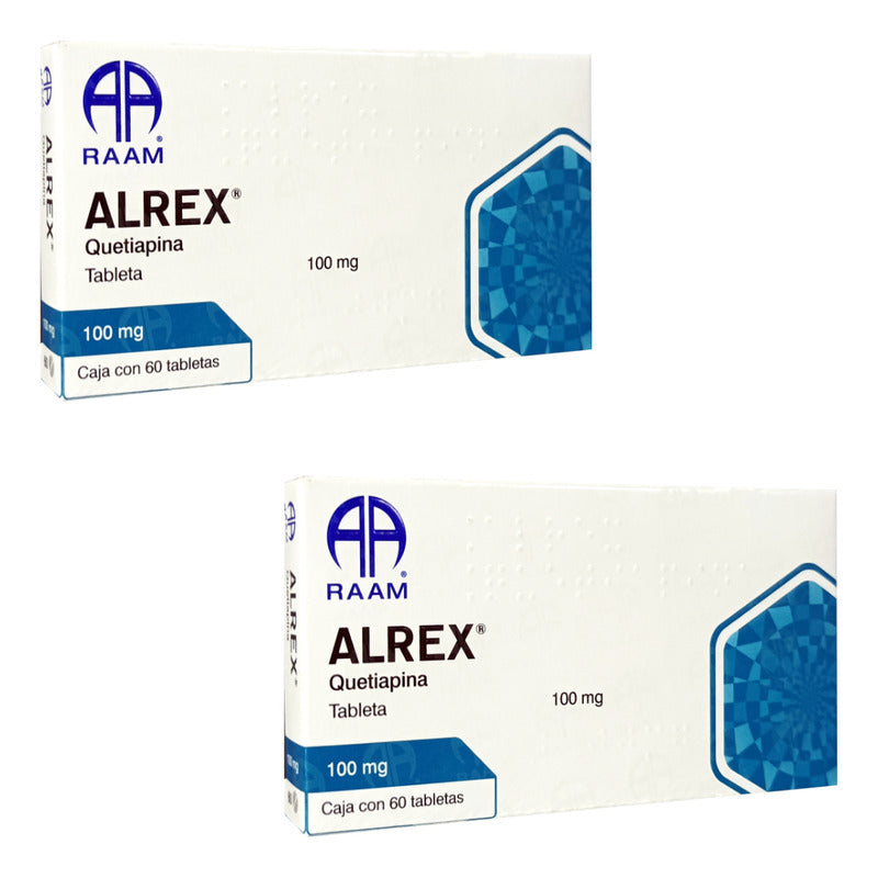 Alrex Quetiapina 100 Mg 2 Cajas Con 60 Tabletas C/u Raam
