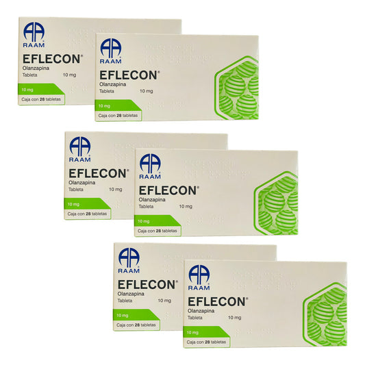 Eflecon Olanzapina 10 Mg 6 Cajas Con 28 Tabletas C/u Raam