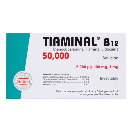 Tiaminal B12 50000 Silanes Fasco Ampula Con 10 Ml