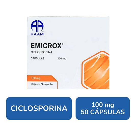 Emicrox Ciclosporina 100 Mg Caja Con 50 Cápsulas Raam.