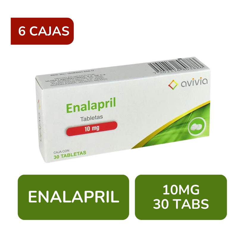 Enalapril 10 Mg 6 Cajas Con 30 Tabletas C/u Avivia