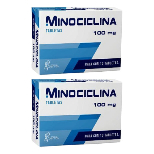 Minociclina Serral 2 Cajas 100 Mg Con 10 Tabletas C/u