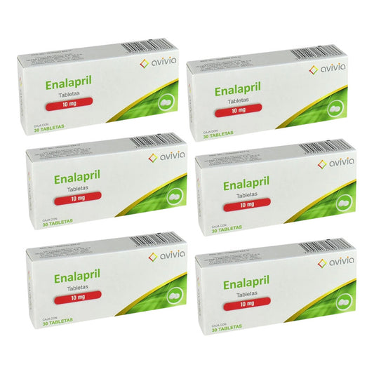 Enalapril 10 Mg 6 Cajas Con 30 Tabletas C/u Avivia