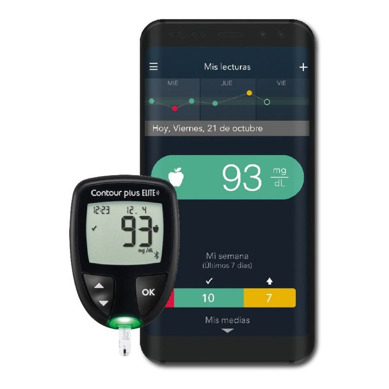 Glucómetro Bluetooth Contour Plus Elite 30 Tiras 5 Lancetas