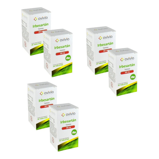 Avivia Irbesartán 300mg 6 Frascos Con 28 Tabletas C/u