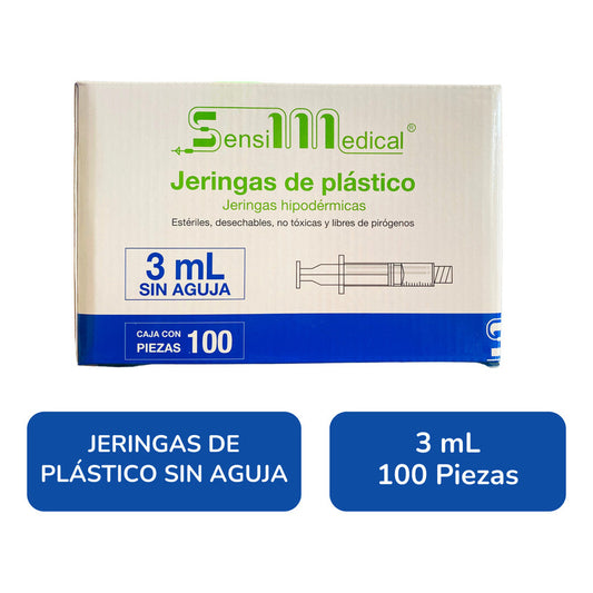 Jeringa De 3 Ml Sin Aguja 100 Pzas Jayor