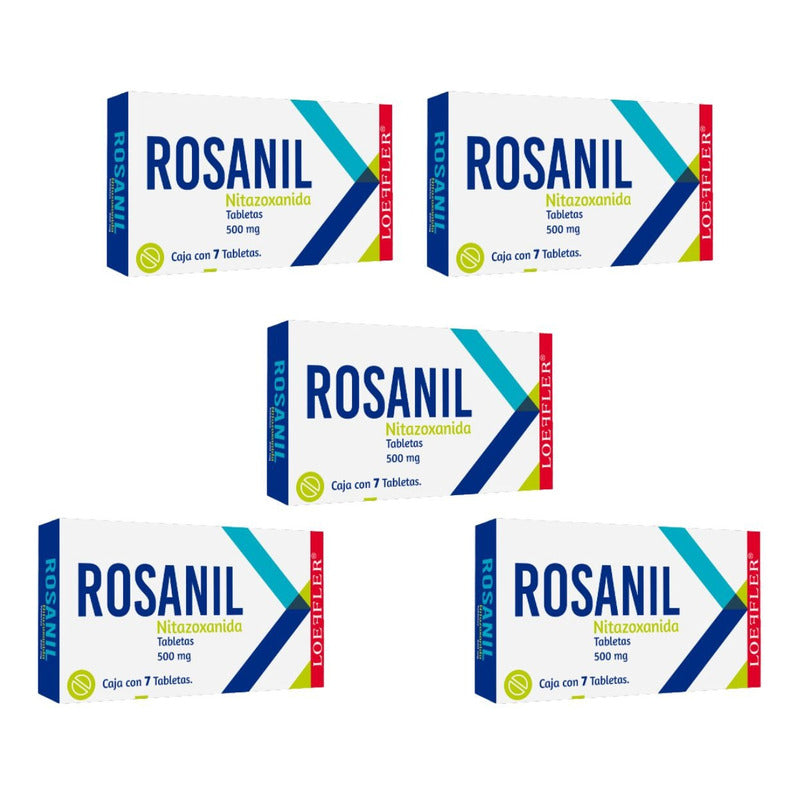 Rosanil Nitazoxanida 5 Cajas Con 7 Tabletas De 500mg C/u