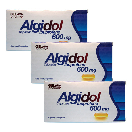 Algidol 3 Cjs Con 10 Caps C/u Ibuprofeno 600 Mg Gel Pharma