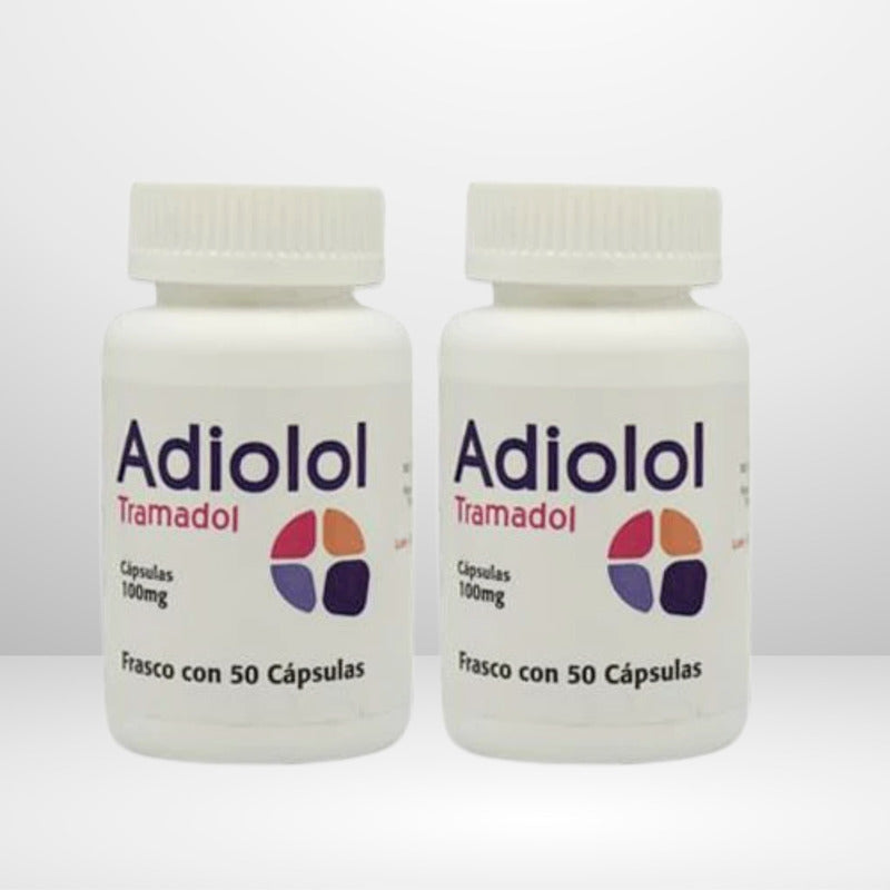 Adiolol Tramadol 100mg 2 frascos de 50 cápsulas cada uno