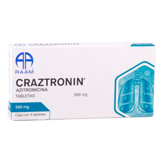Craztronin Azitromicina 500 Mg 4 Tabletas Raam