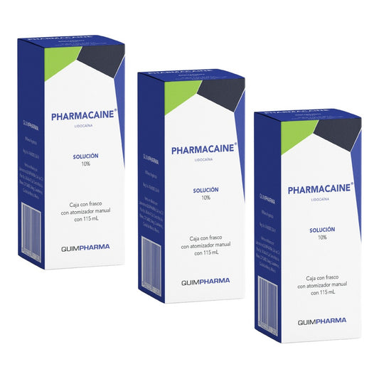 Pharmacaine Lidocaína 10% 3 Frascos 115 Ml C/u Quimpharma