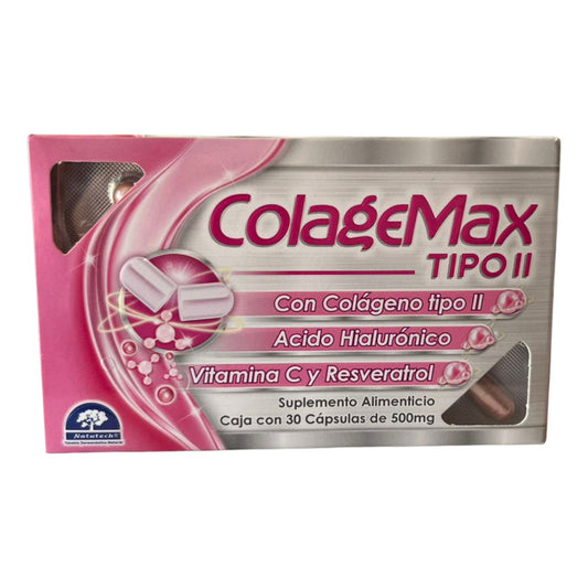Colagemax Tipo Ll Caja Con 30 Cápsulas De 500 Mg, Natutech Sin Sabor