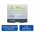 Jeringa P/ Insulina 1 Ml Con Aguja 27g X 13mm 100 Pzas Jayor 1 Ml