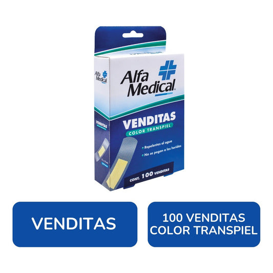 Alfa Medical Venditas Adhesivas Color Transpiel 100 Piezas