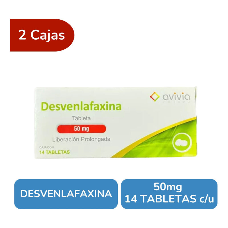 Desvenlafaxina 50 Mg 2 Cajas Con 14 Tabletas C/u Avivia