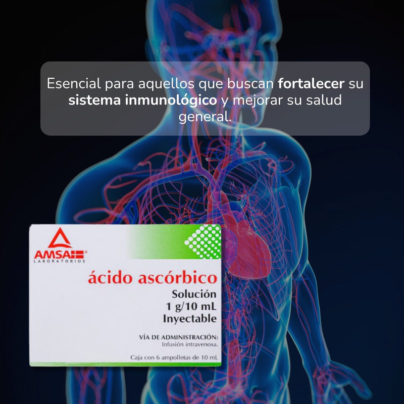 Ácido Ascórbico Solución Inyectable 1g 6 Ampolletas 10 Ml Sin Sabor