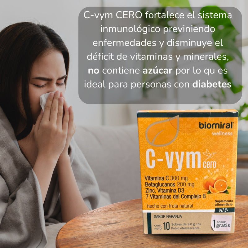 C-vym Cero Polvo 10 Sobres Suplemento Alimenticio Sin Azúcar Naranja