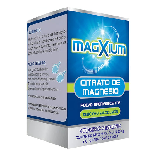 Citrato De Magnesio En Polvo Efervescente 250 Magxium Sabor Limón