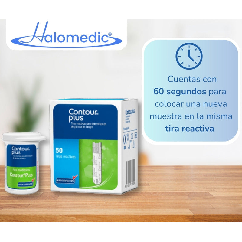 Contour Plus Paquete 50 Tiras Y 50 Lancetas P Glucometro