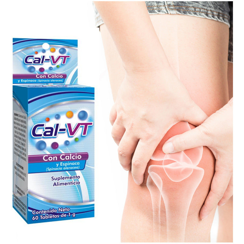 Cal-vt Calcio Y Espinca 1 G 60 Tabletas Suplemento Natutech Sin Sabor