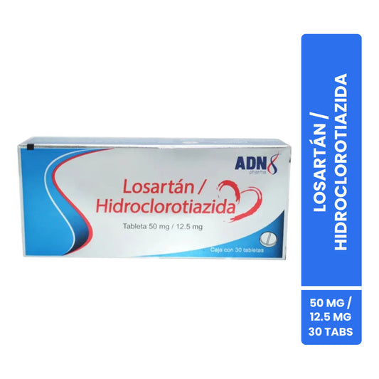 Losartán / Hidroclorotiazida 50 Mg / 12.5 Mg 30 Tabletas Adn