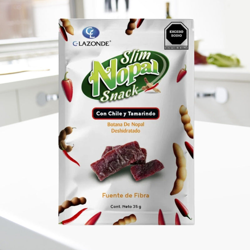 Slim Nopal Snack Chile Y Tamarindo 6 Bolsas Con 35g C/u