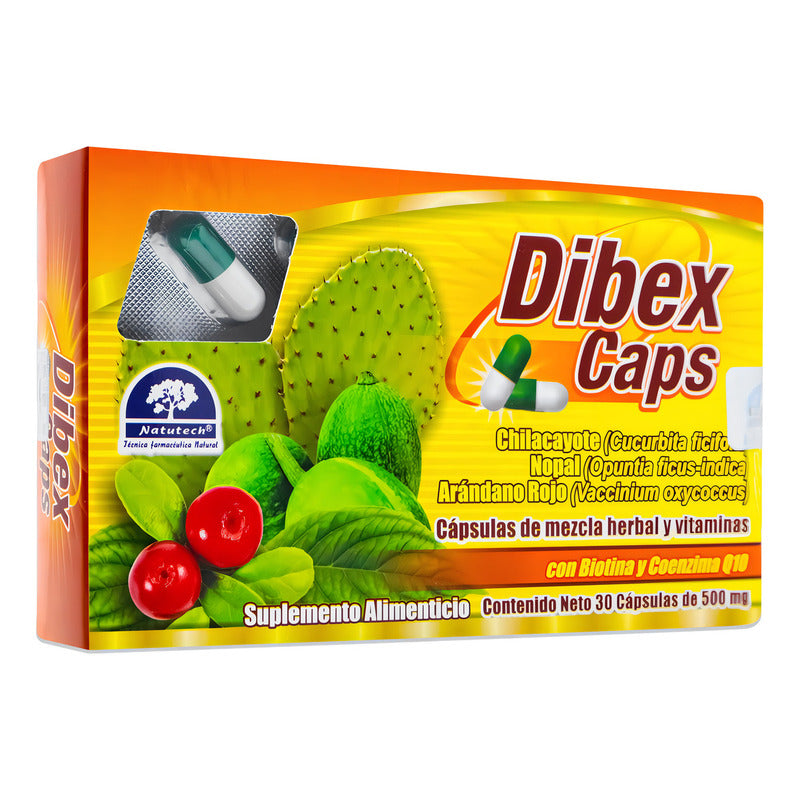 Dibex Caps 30 Caps 500 Mg Vitamina C Zinc Chilcayote Nopal Sabor N/a