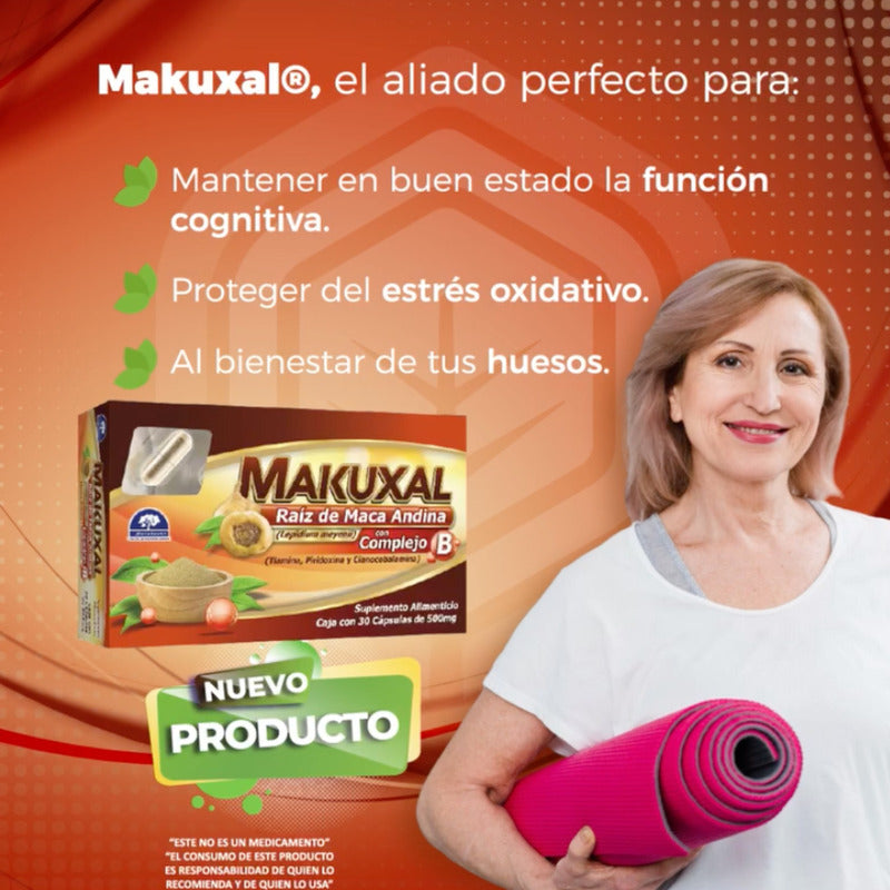 Makuxal Complejo B 30 Cápsulas 500 Mg Suplemento Sin Sabor