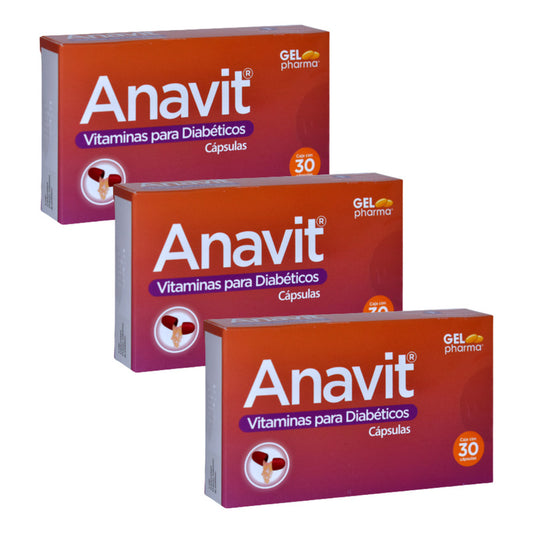 Anavit Vitaminas P/ Diabéticos 3 Cjs 30 Caps Gelpharma Sin Sabor