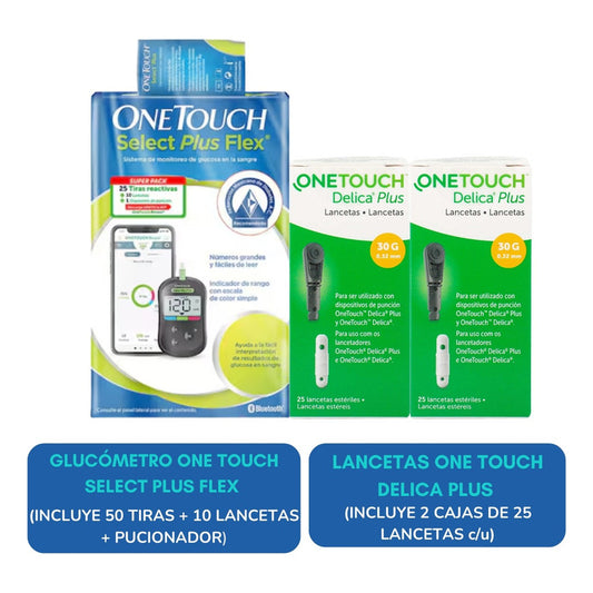 Glucómetro Onetouch Select Plus Flex 50 Tiras Y 50 Lancetas