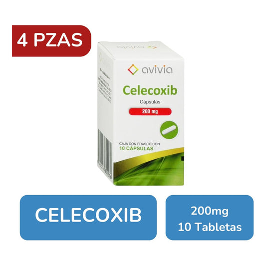 Celecoxib 200 Mg 4 Cajas 10 Cápsulas C/u Avivia Pharma