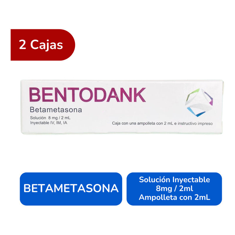 Bentodank Betametasona 8mg/2ml 2 Cjs 1 Ampolleta C/u Dankel