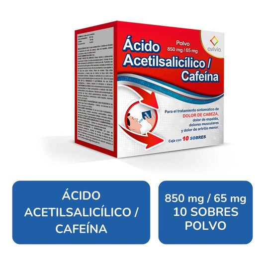 Ácido Acetilsalicílico / Cafeína 580mg/65mg 10 Sobres Polvo