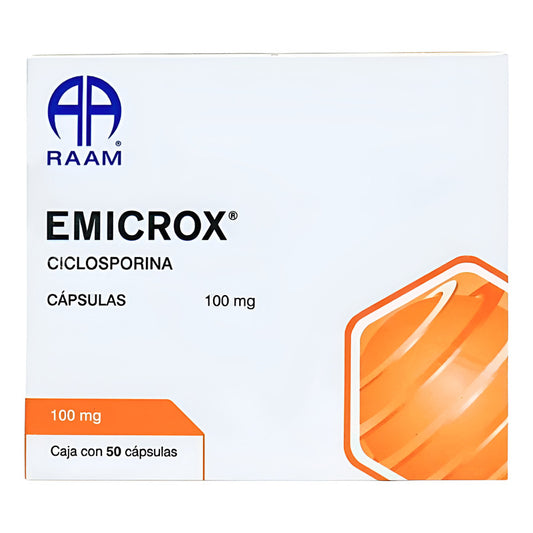 Emicrox Ciclosporina 100 Mg Caja Con 50 Cápsulas Raam.