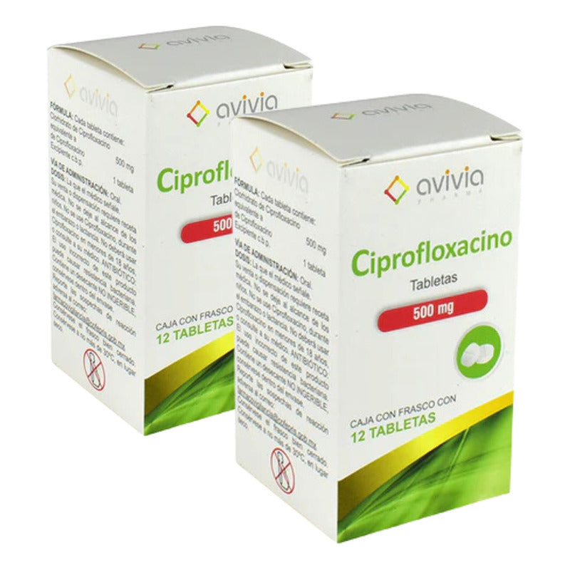 Ciprofloxacino 500 Mg 2 Cajas Con 12 Tabletas Avivia Pharma