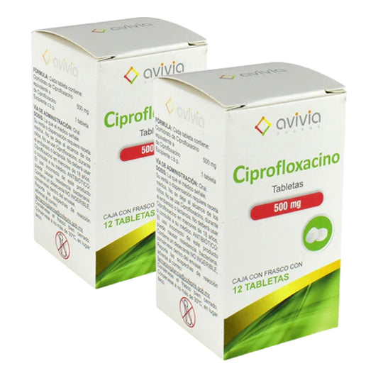 Ciprofloxacino 500 Mg 2 Cajas Con 12 Tabletas Avivia Pharma