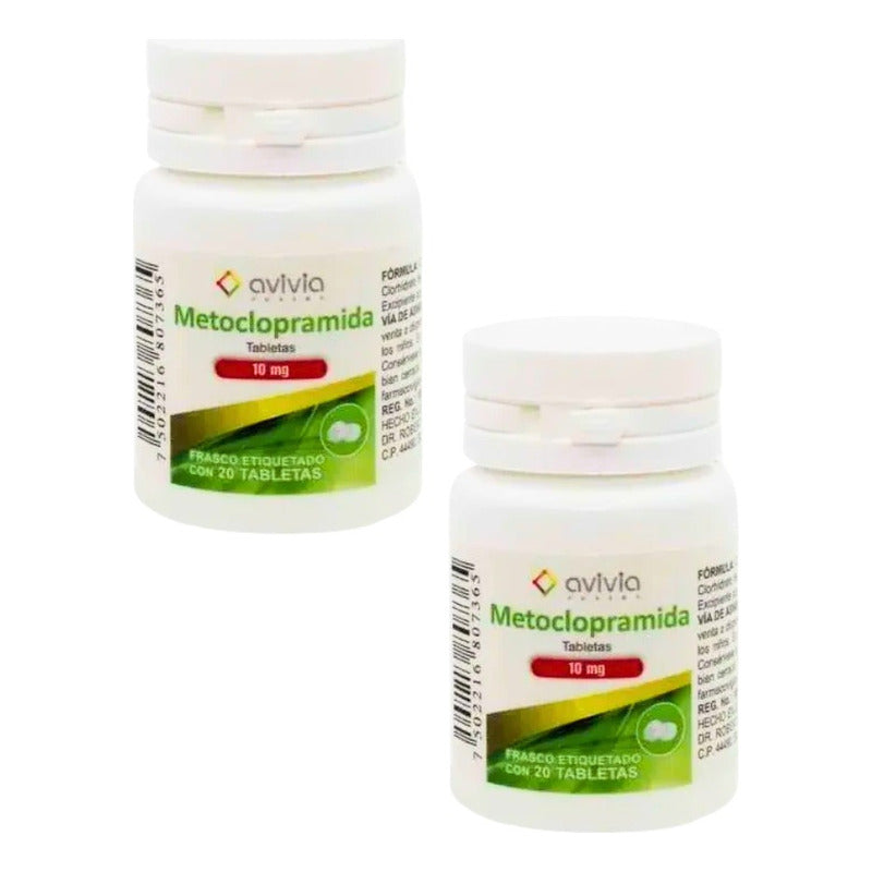 Metoclopramida 10 Mg 2 Frascos Con 20 Tabletas C/u Avivia